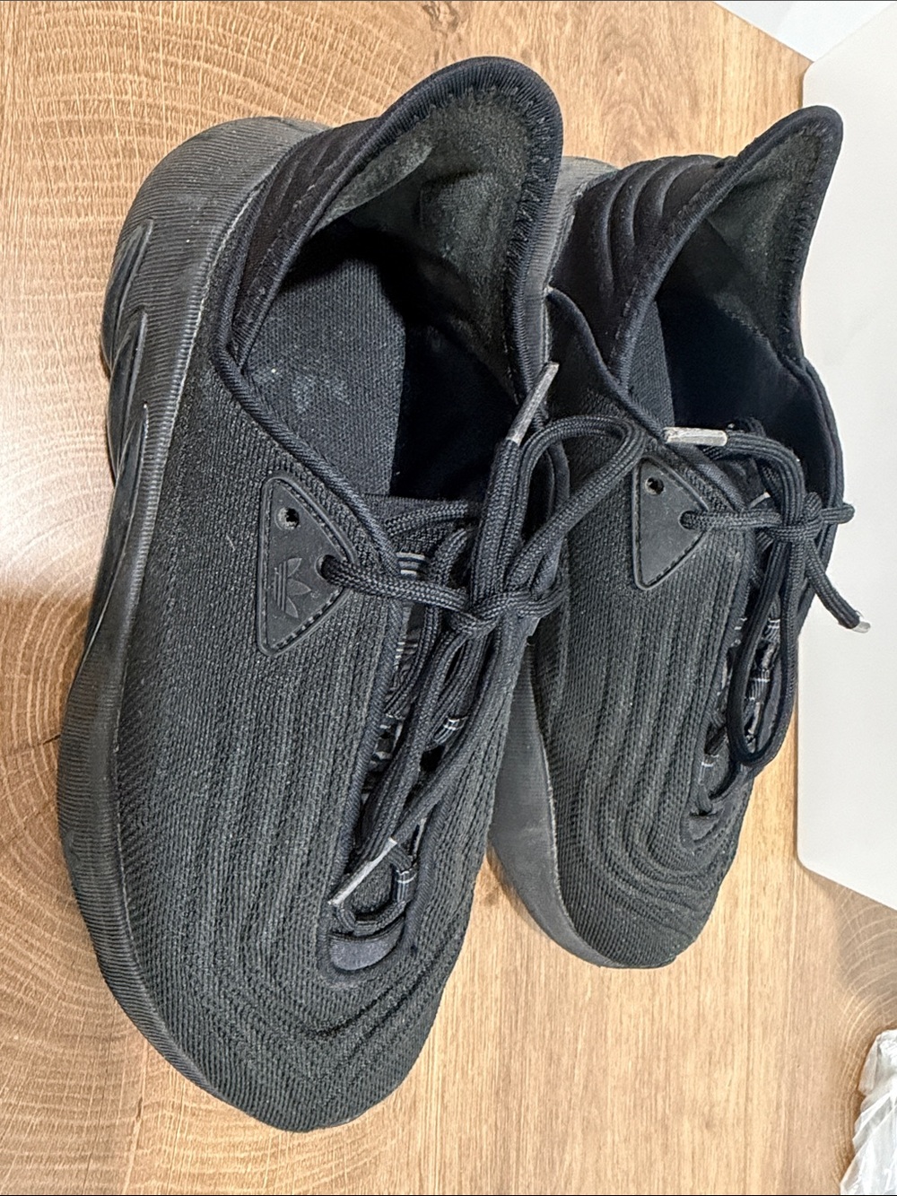 adidas Kids All-Black Knit Lace-Up Sneakers